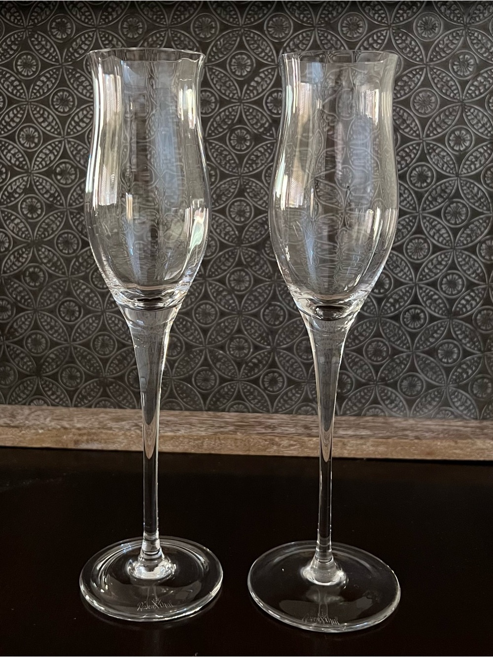 Vintage Rosenthal Crystal Champagne Glasses Flutes Tulip Bowl/Rim Set of 2
